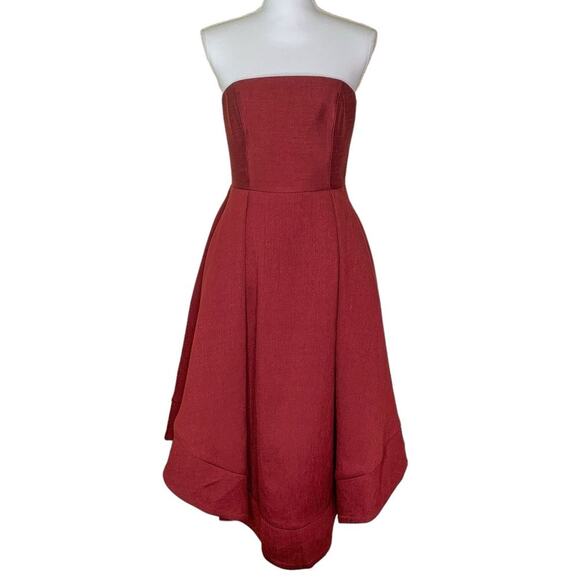 C/MEO Collective Making Waves Strapless Fit & Flare Dress Claret Red Burgundy - Picture 3 of 11